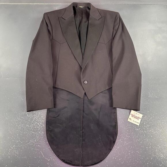 VTG Pagano West Blazer Men 48 L Black Tuxedo Tails Bolero Cropped Smiles NWT USA - Picture 3 of 9